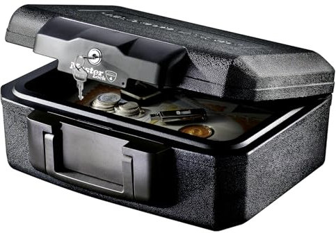 Master Lock Tresor Feuerfest und Wasserdicht mit Schlüssel, Dreifacher Schutz - Flug, Feuer und Flut, 5L, 15.5 x 36.2 x 28.4 cm