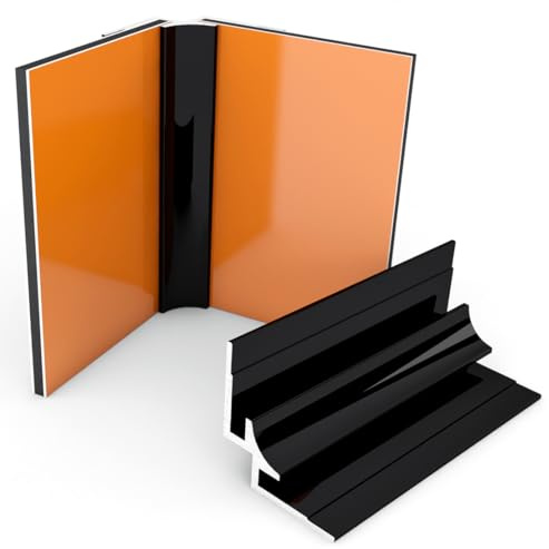 Kerabad Aluminium Profilsystem für 3mm Platten - 2 Meter - Alu-Profil für Duschrückwand Küchenrückwand - Inneneckprofil schwarz