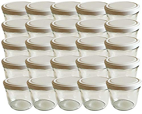 hocz 100 x Marmeladengläser 230ml - Einmachgläser Weiß TO 82 - Einweckgläser mit Schraub-Deckel - Einkochgläser klein - Made in Germany