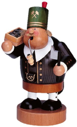 KWO Smoking Man Figurine, Miner, 18 cm, Wood, Multicolour, One Size