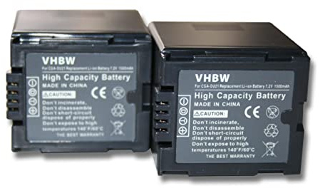 2 x Batterie VHBW 1500mAh per Videocamera Panasonic VDR-D100, VDR-D150, VDR-D160, VDR-D220, VDR-D250, VDR-D300, VDR-D310, VDR-M30, VDR-M50