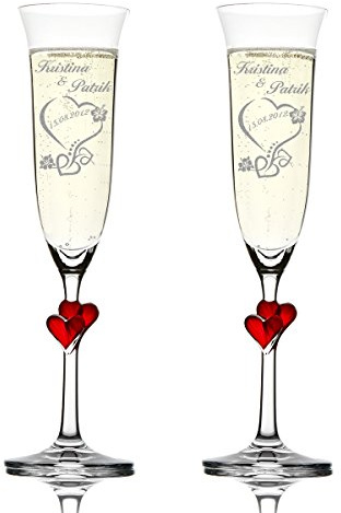 polar-effekt 2 Sektgläser Personalisiert - Geschenk für Brautpaar zur Hochzeit mit Gravur - Champagner Glas als romantisches Verlobungsgeschenk