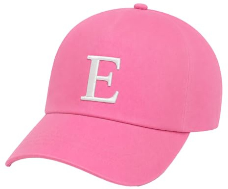 4sold Barn broderad bomull sommar solhatt barn skolbarn kepsar sport hatt Alfabet A-Z pojke flicka justerbar basebollkeps rosa., E, en storlek