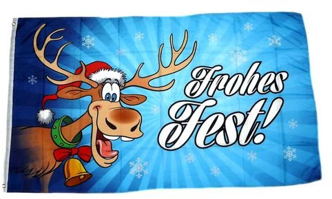 Fahne/Flagge Frohes Fest Elch Weihnachten blau 60 x 90 cm