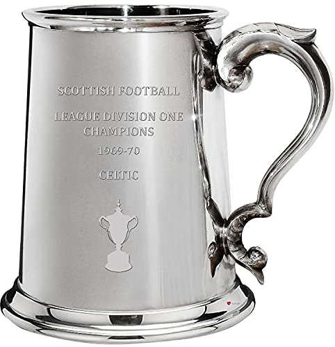 I LUV LTD 1 Pint Tankard for Glasgow Celtic 1969-70 Division One Champions Pewter Beer Mug Football Fan Trophies Memorabilia Mens Birthday Personalised Gifts