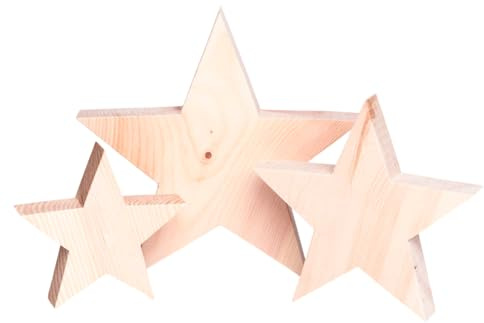 Holzsterne 3er Set aus Zirbenholz – Handgefertigte Weihnachtsdeko zum Hinstellen – Deko-Sterne für Fensterbank, Tisch & Sideboard – Nachhaltige Holzstern Deko für Advent & Weihnachten