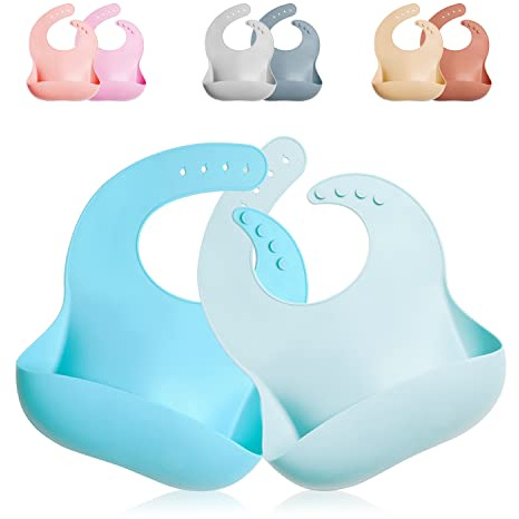 GODR7OY Unisex Kids Yy2023y Silicone Baby Bib, Blue Sky, 2 Count Pack Of 1 UK