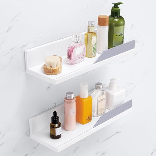 YOHOM Weiß Selbstklebend Badezimmerablagen Wandmontage Duschregal zum Hängen auf die Duschwand Shampoo Halterung Ohne Bohren Badorganizer Kunststoff Küchenablage 2 Stück