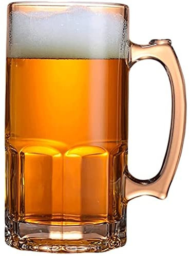 Habiba Vasos de Cerveza Jarras de Cerveza de Cristal clásicas, Vasos de Cerveza con asa, Taza de Cerveza Alemana Extragrande fácil de apilar en el Armario lavavajillas Durable