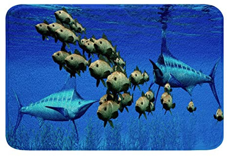 Alfombra de baño de microfibra Big Pike Fish Alfombra de baño absorbente para pesca y caza, alfombra de baño antideslizante para océano, mar, baño, piso, interior felpudo, 20 x 32 pulgadas