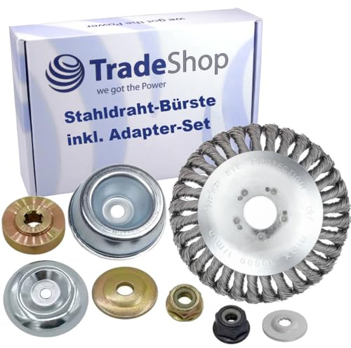 Trade-Shop 150mm Profi Unkrautbürste/Wildkrautbürste/Drahtbürste 25,4mm Bohrung für Freischneider, Motorsense zur effektiven Unkrautentfernung