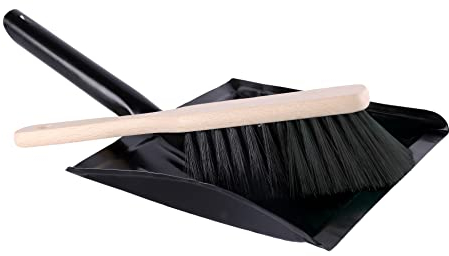 Garronda Ensemble Pelle et balayette Noir + Noir — Pelle métal Manche métal Brosse Poils Pet — Lot de 1 — GD-0172