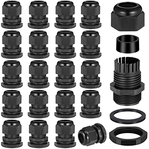 Zocipro 20 Stück Kabelverschraubung M20, IP68 Kabeldurchführung Wasserdicht Für Outdoor, Garten, Schaltkasten Abzweigkasten | Kabeldurchführung für 6-12 mm Kabel, Kabeldurchführung für Außenbereich, Garten, Schaltdose, Abzweigdose, Schwarz