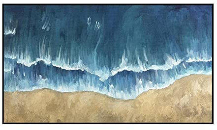 Handgemalte Acrylbilder, Retro Blaues Meer Doppelschicht Wellenlandschaft Moderne Abstrakte Kunstwerke Rahmenlose Handgemalte Ölgemälde Auf Leinwand Wandkunst Für Wohnzimmer Schlafzimmer Büro W