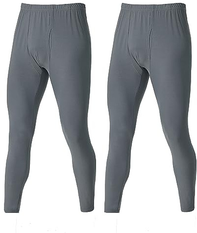 YUSHOW Mens 2 Pack Thermal Underwear Bottoms Long Johns for Men Thermal | Warm Baselayer Ultra Soft Trousers Leggings Pants