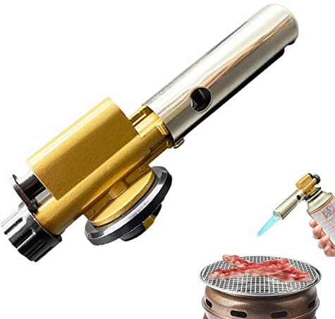 Lecerrot Torcia per Barbecue | Accendino da Forno Completamente in Metallo per Cucina | Utensile da Cucina Professionale Fiamma Regolabile per Creme brulée, energia Non Inclusa
