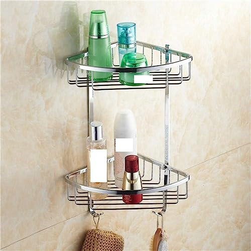 Organizer for mensole for doccia da bagno montato a parete, contenitori for doccia Mensole da bagno Cromo Doppio strato da parete Portasapone da bagno Doccia Shampoo Mensola ad angolo for bagno