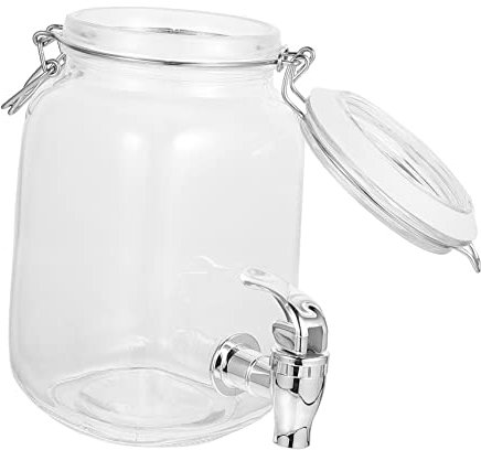 ABOOFAN Dispensador De Bebidas De Vidrio Con Grifo 1.5L Jarra Para Jugo Vino Y Fermentados Con Cierre HerméTico Y Grifo Abs Para Fiestas Y Almacenamiento
