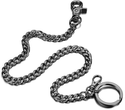 BOSHIYA Schlüsselkette Hosenkette Herren Edelstahl 44cm Lang Geldbörse Kette Schlüsselanhänger Kette mit Karabiner und Schlüsselring für Geldbörse Portemonnaie Schlüssel