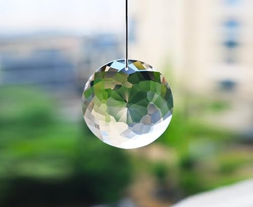 Bauhinia Hängende Kristalle Anhänger Kristall Regenbogen Sonnenfänger große Fensterprismen Suncatchers Ornament Regenbogenmacher Kristallanhänger (75 mm, rund)