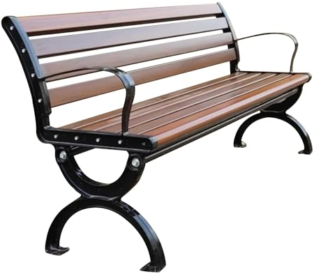 lyxamjrzyp Gartenbank, Außenbänke, Konserviertes Holz, 150 cm, Rückenlehne aus Massivholz, Langer Freizeit-Holzhocker, für Hinterhof, Rasen, Veranda, Weg(Color:Brown,Size:59in/150cm)