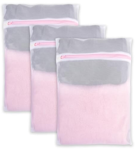 3er Pack Wäschenetz für Waschmaschine, Wäschesack Wäschebeutel Klein mit Reißverschluss, 30 x 40cm Laundry Bag für Bluse, Schuhe, BH, Socken, Babykleidung Usw