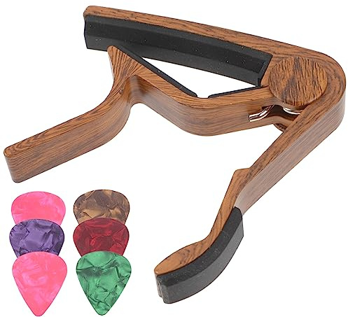 Gitarren Capo aus Metall, 1 Satz mit Plektren für E-gitarre | Tonmodifizierte Klemme, Verschleißfest und Bruchsicher, für Ukulele Geeignet, Praktisches Zubehör