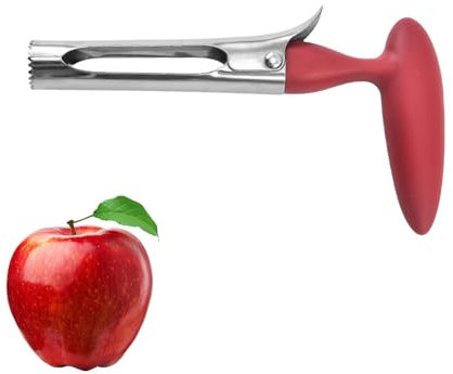 Descorazonador de Manzanas,Resistente Utensilio Descarnador de Frutas - Hoja de Acero Inoxidable con Empuñadura Cómoda - Multifuncional Perfecto para Eliminar Torsos Manzanas y Otras Frutas (Rojo)