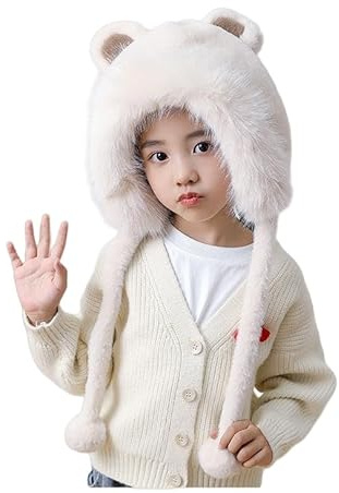 OhMill Bonnet en Fourrure pour Enfants Cagoule Bébé Chapeau d'hiver Mignon Bonnets Chaud Chapka Chapeau de Trappeur Coupe-Vent Chapeau en Polaire pour Garçons Filles