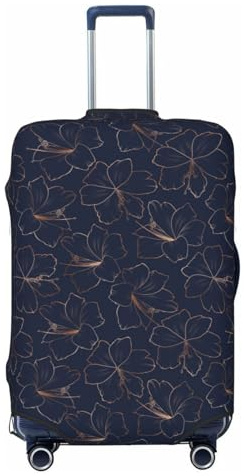 Buewutiry Housse de protection pour bagages de voyage – Cuivre doré brillant contour fleur de lys anti-rayures pour valises de 45,7 à 81,3 cm, Noir , L