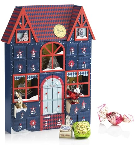 Venchi - Collection Noël - Calendrier de l'Avent en Bois, 310 g - Assortiment de Chocolats - Idée Cadeau - Sans Gluten