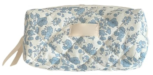 Federmäppchen - Schulmäppchen | Schminktasche mit Schleife | Florale Schminktasche | Tragbare Blumen-Kosmetiktasche | Weiche Make-up-Tasche | wasserdichte Stifttasche, blau, riferimento alla