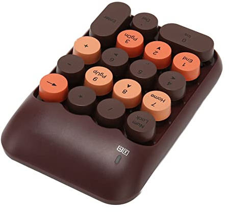 SUNGOOYUE Number Keypad, 2,4 GHz Retro Farbe 18 Tasten Numerische Tastatur USB-Empfänger für Laptop (Kaffeefarbe)