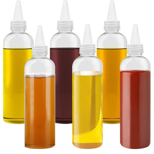 Sheryl&Rain Squeeze Flasche,6 Stück 300ml Saucenflasche,Quetschflasche mit Kappen, Plastik Saucenflasche, Squeeze Flasche für Ketchup, Grill, Saucen, Dressings
