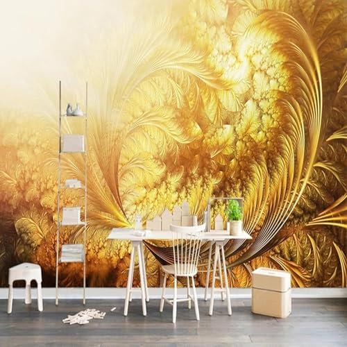 Tzxztt Vintage Abstrakt Gold Feder Moderne 3D Tapete Geprägte Seide Neutrale Töne Material Ideal Für Wohnzimmer Schlafzimmer-150cm×105cm
