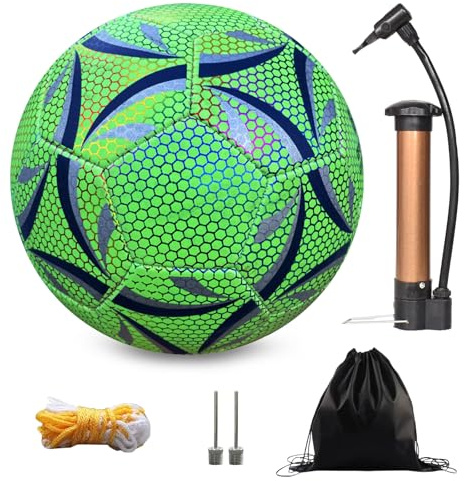 Dokeno Balón de fútbol LED, tamaño 5, resistente al agua, con bomba