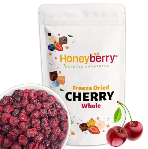 Amarena Liofilizzata Intera 100g – Ciliegie Acide Disidratate – Frutta Liofilizzata e Disidratata – Ciliegie Liofilizzate Secche – Amarena Disidratata per Dolci, Decorazioni, Dessert e Cocktail