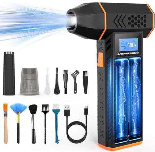 Compressed Air Duster-180000RPM Super Power Cordless Electric Air Blower Duster, 8000mAh USB Rechargeable Durable 4-Gear Adjustable Dust Blower Cleaner for PC, Keyboard, Outdoor, House and Car