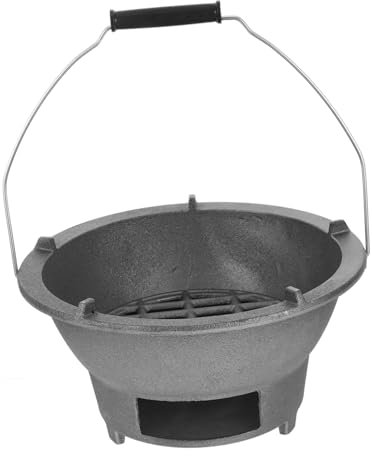 POPETPOP Gril En Fonte Portable Multifonction Pour Barbecue Charbon De Bois, Foyer De Table Grand Format Grille Intérieure, Pour Camping Et Cuisson En Extérieur