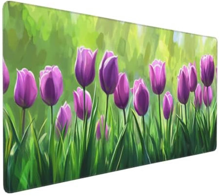 Tapis de Souris Violet Fleur Tapis de Souris XXL 1200x600x3mm, Imperméable Tapis de Souris Gamer XXL Tapis Souris Mouse Pad, Base Atidérapante, Haute Précision et Vitesse pour Gamer, Deco Bureau