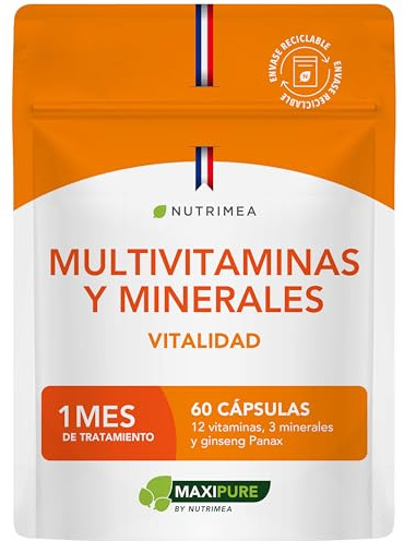 Multivitamine e Minerali | Multivitaminico Completo Con 12 Vitamine, 3 Minerali e Ginseng Panax | Immunità, Energia e Vitalità | Multivitaminico Uomo e Donna | Senza Magnesio Stearato