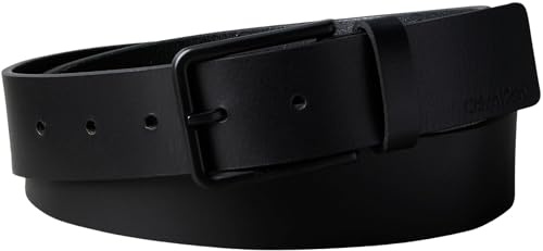 Calvin Klein Cinturón Hombre Warmth Buckle Smooth 3,5 cm con hebilla rectangular, Negro (Black/Matte Black), 90 cm