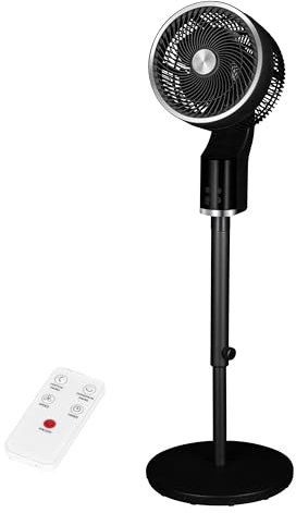 TCP Black Pedestal Fan with Remote Control, Quiet Standing Electric Floor Fan for Home, Bedroom or Office, 4-Way Vertical & Horizontal Oscillation, Adjustable Height, Timer, 3 Speeds