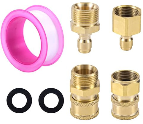 Gosknor 4pz Adattatori per Idropulitrice da M22-15mm a 0,64cm, Kit di Adattatori Idropulitrici a Sgancio Rapido e Attacco Rapido per Idropulitrici Pompa Flessibile da 5000 PSI