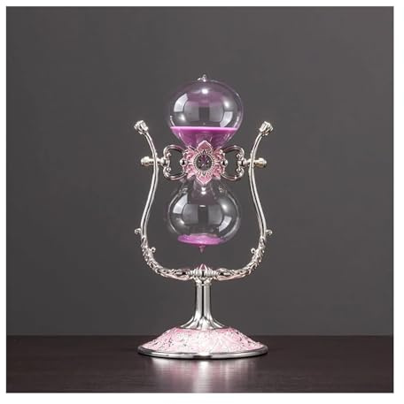 orologio di sabbia, Decorazione del vetro, Assistente gestione del tempo, Clessidra in metallo vintage 15 minuti / 30 minuti / 60 minuti Grande orologio con sabbia antica con rotazione a 360°(Roze,15