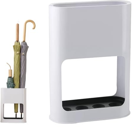 KINGHON Schirmständer, Regenschirmständer mit Abnehmbarer Abtropfschale, Schwarz Regenschirm Ständer 4 Slots, Minimalistisches Regenschirmhalter für Lange/Kurze Regenschirme (weiß)