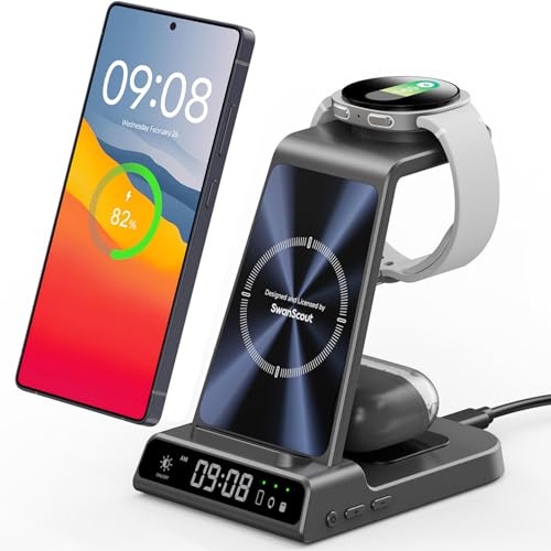 Cargador Inalámbrico para Samsung S26 Ultra/Z Flip8, Galaxy Watch 8/Ultra