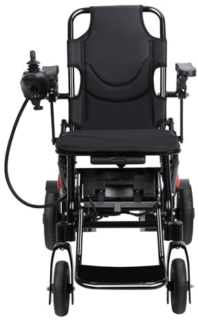 Electric Wheelchairs for Adults, Lightweicht Power Wheelchair Foldable, Only 18kg, Transit Powerchair for Travel, Compact Aluminium Frame, 20km Range, Dual Motor, Battery Powered (Black)