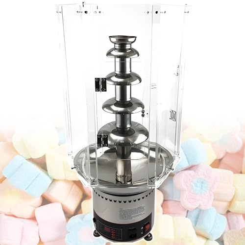vnmudzeo Fontaine à Chocolat avec Couvercle Anti-PoussièRe - Grande Capacité De 3 Kg, 4 Kg, 6 Kg, 8 Kg, pour Anniversaire De Mariage 5Tier