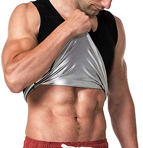 Bastu Träningsoverall Bantning Män Korsett Midja Neopren Svett Sportväst Fitness Tank Tank Body Shaper, Svart, 2XL-2XL